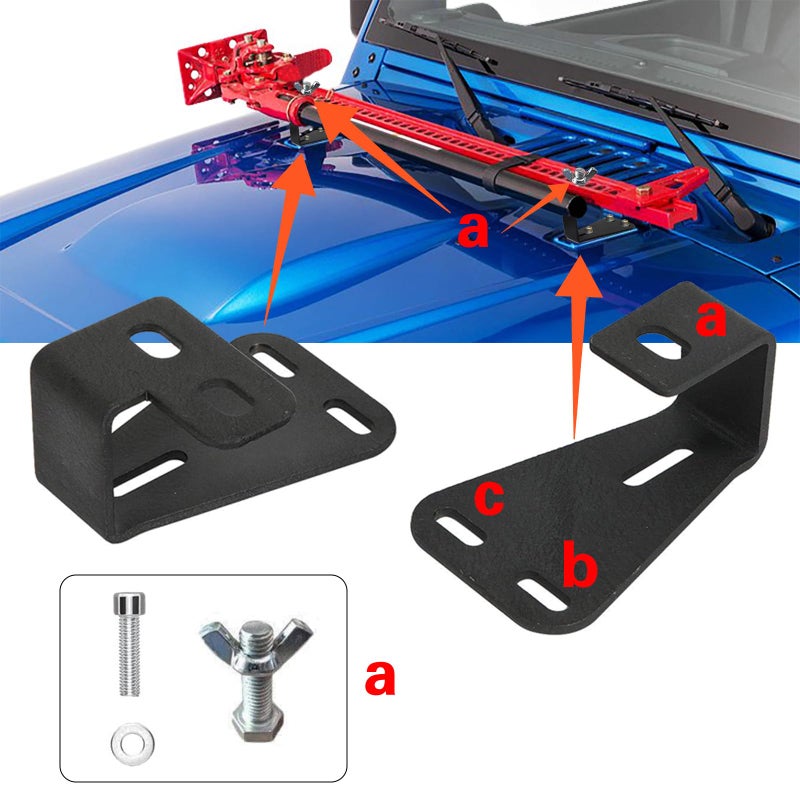 SKTYANTS High Lift Jack Mount Hood Brackets Lockable Mounting Compatible with Wrangler CJ 1944-1986/TJ 1997-2006/ YJ 1987-1995 Black 1 Pair - Image 2